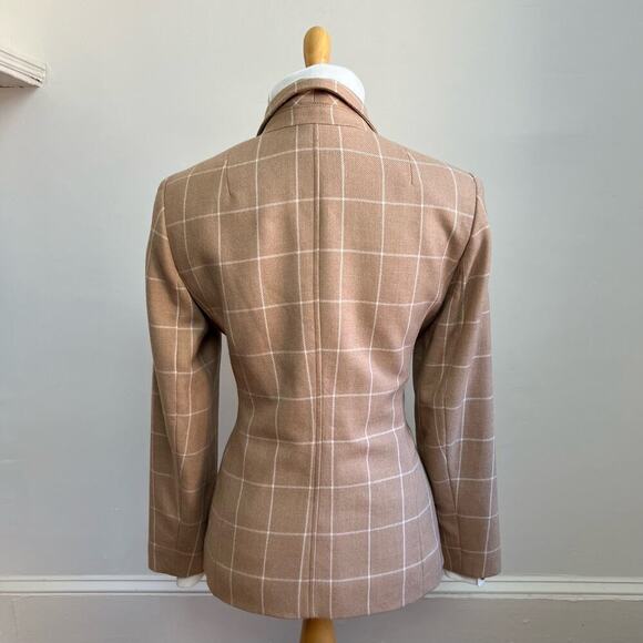 Vintage Talbots Wool Cashmere Tan Brown Plaid Windowpane Blazer Jacket Women 10P - Picture 7 of 11